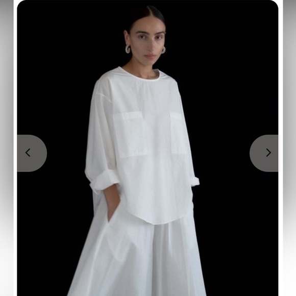 Modern Weaving Tops - Modern Weaving Popover Poplin Top Pocket Parchment Off-White Womens XL Normcore